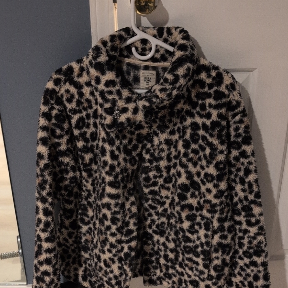 Billabong Black and White Faux Fur Jacket